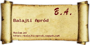 Balajti Apród névjegykártya